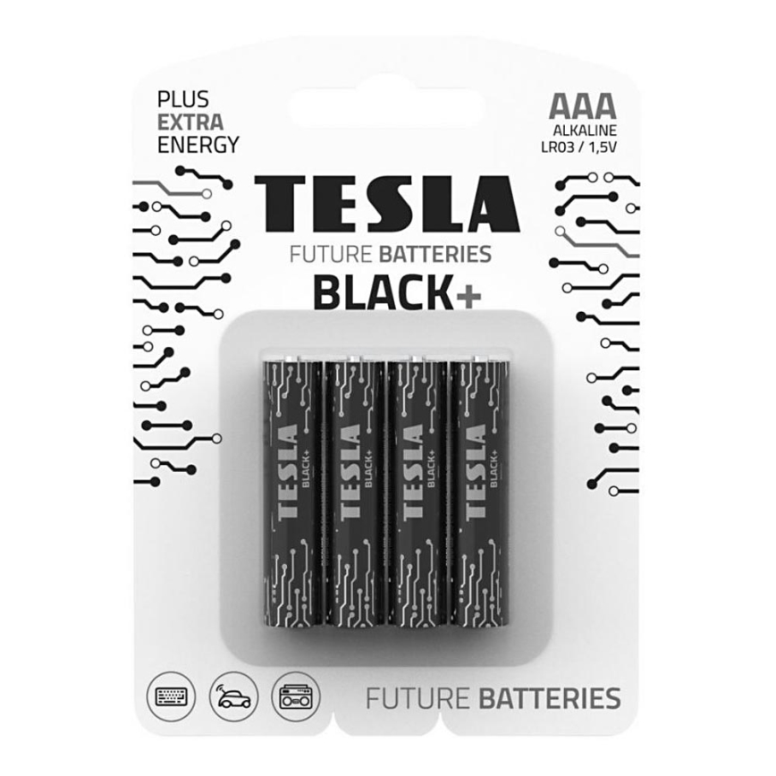 Tesla Batteries - 4 шт. Лужна батарейка AAA BLACK+ 1,5V 1200 mAh