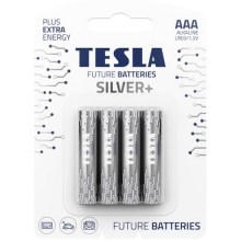 Tesla Batteries - 4 шт. Лужна батарейка AAA SILVER+ 1,5V