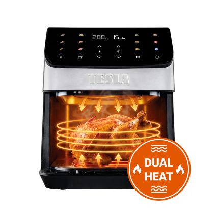TESLA Electronics AirCook - Аэрофритюрница 6,5 л 2100 Вт/230 В матовый хром/чёрный