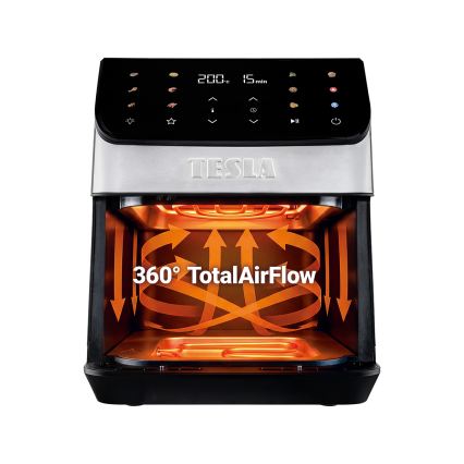 TESLA Electronics AirCook - Аэрофритюрница 6,5 л 2100 Вт/230 В матовый хром/чёрный