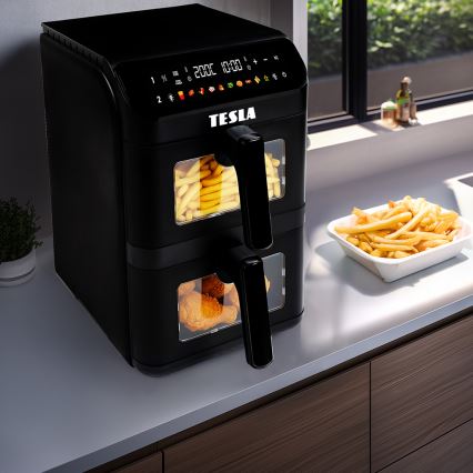 TESLA Electronics AirCook - Багатофункціональна цифрова фритюрниця з конвекцією 11 л 2800 Вт/230 В чорна