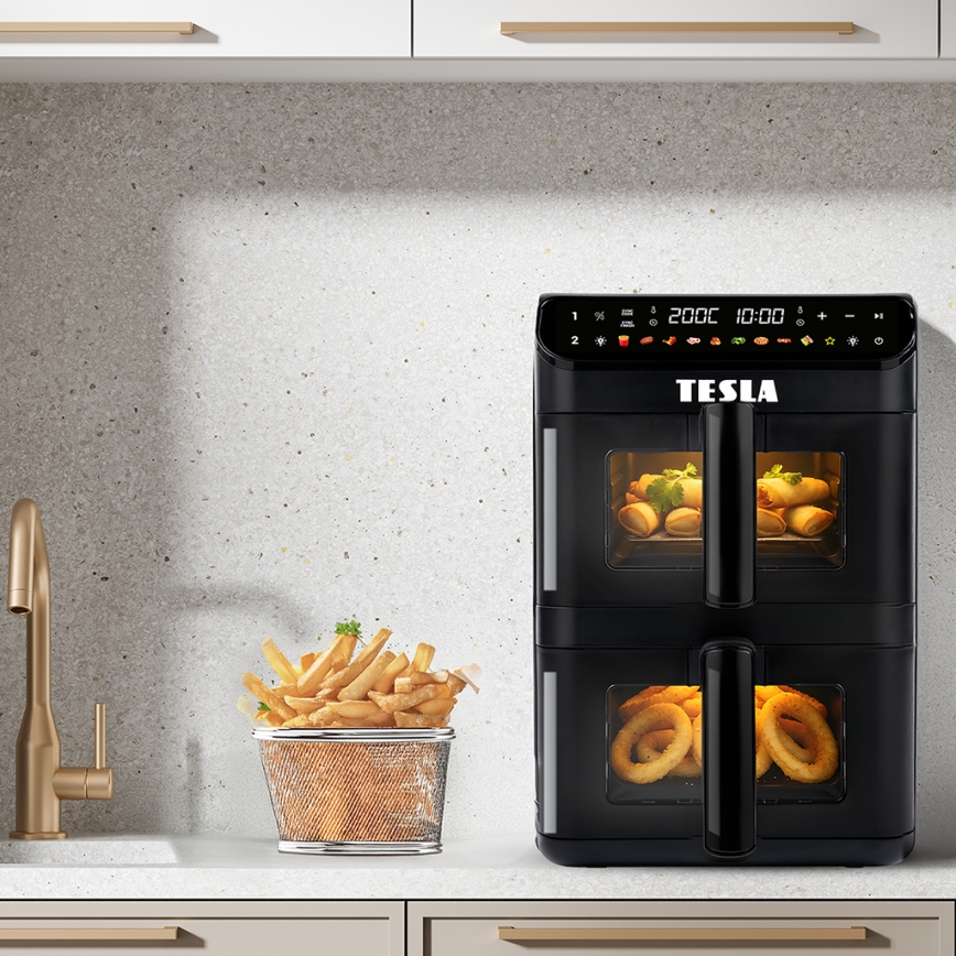 TESLA Electronics AirCook - Багатофункціональна цифрова фритюрниця з конвекцією 11 л 2800 Вт/230 В чорна