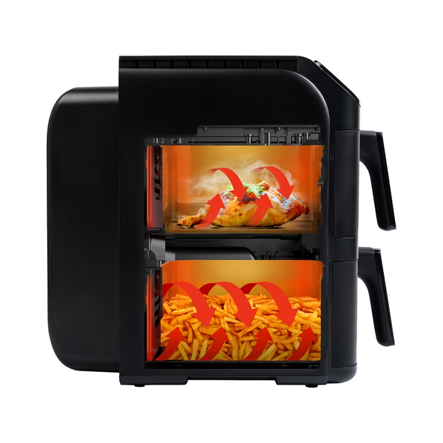 TESLA Electronics AirCook - Багатофункціональна цифрова фритюрниця з конвекцією 11 л 2800 Вт/230 В чорна