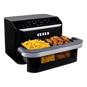TESLA Electronics AirCook - Багатофункційна подвійна цифрова аерофритюрниця 10 л 2400 Вт/230 В