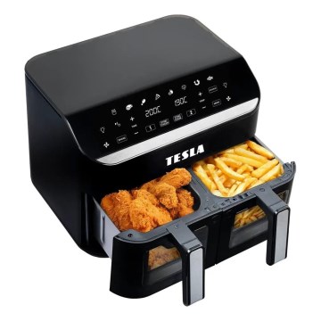 TESLA Electronics AirCook - Багатофункціональна подвійна цифрова аерофритюрниця 9 л 2400 Вт/230 В