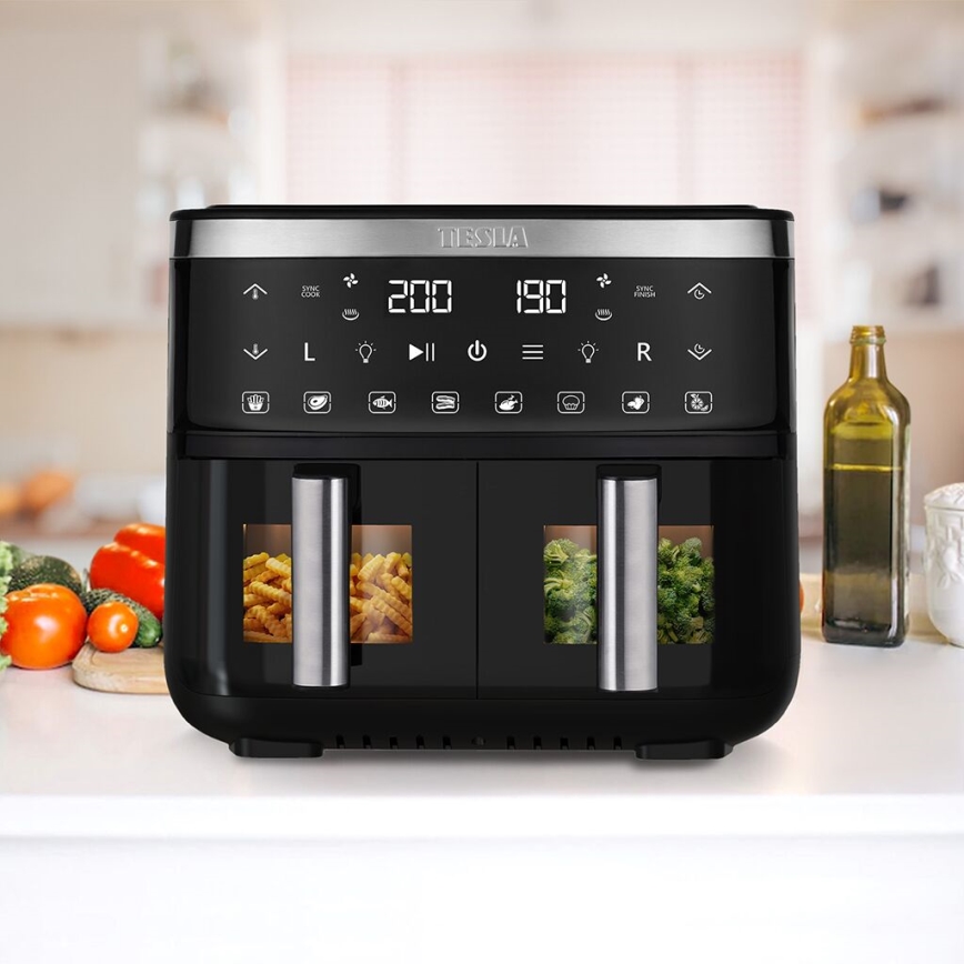 TESLA Electronics AirCook - Многофункциональная двухкамерная цифровая фритюрница 7,6 л 2850W/230V