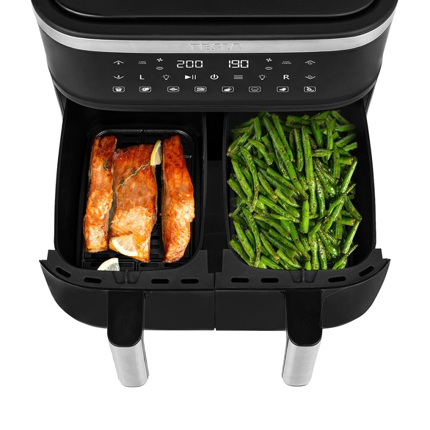 TESLA Electronics AirCook - Многофункциональная двухкамерная цифровая фритюрница 7,6 л 2850W/230V