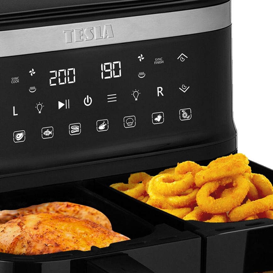 TESLA Electronics AirCook - Многофункциональная двухкамерная цифровая фритюрница 7,6 л 2850W/230V