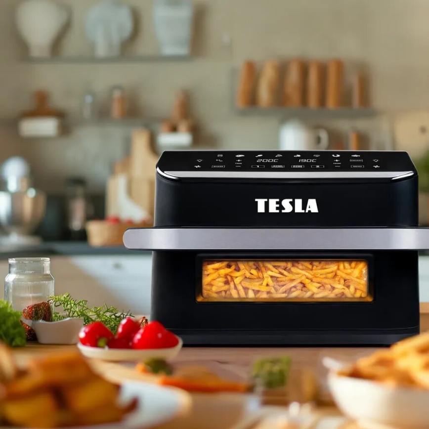 TESLA Electronics AirCook - Багатофункційна подвійна цифрова аерофритюрниця 10 л 2400 Вт/230 В