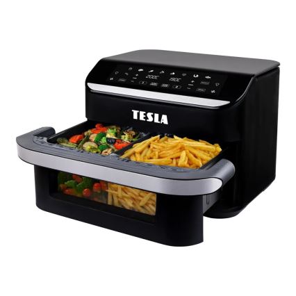 TESLA Electronics AirCook - Багатофункційна подвійна цифрова аерофритюрниця 10 л 2400 Вт/230 В
