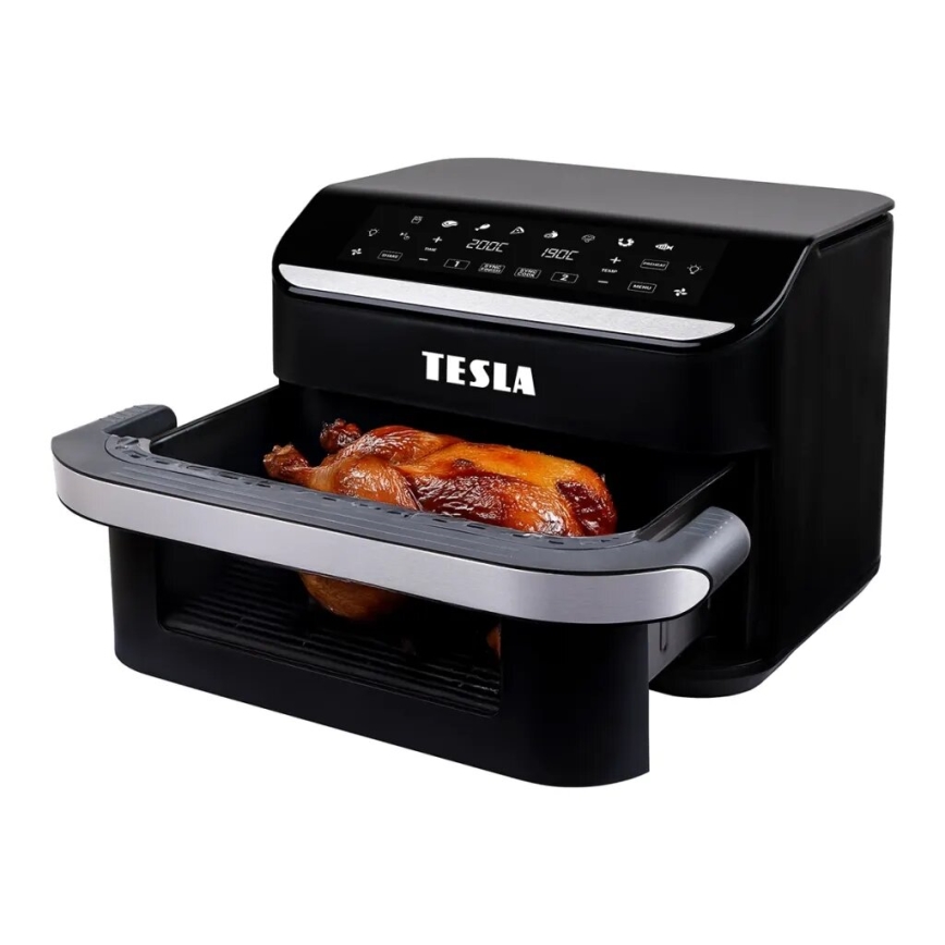TESLA Electronics AirCook - Багатофункційна подвійна цифрова аерофритюрниця 10 л 2400 Вт/230 В