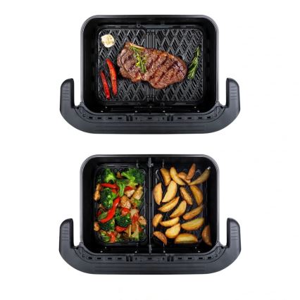 TESLA Electronics AirCook - Багатофункційна подвійна цифрова аерофритюрниця 10 л 2400 Вт/230 В