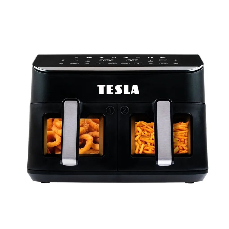 TESLA Electronics AirCook - Багатофункціональна подвійна цифрова аерофритюрниця 9 л 2400 Вт/230 В