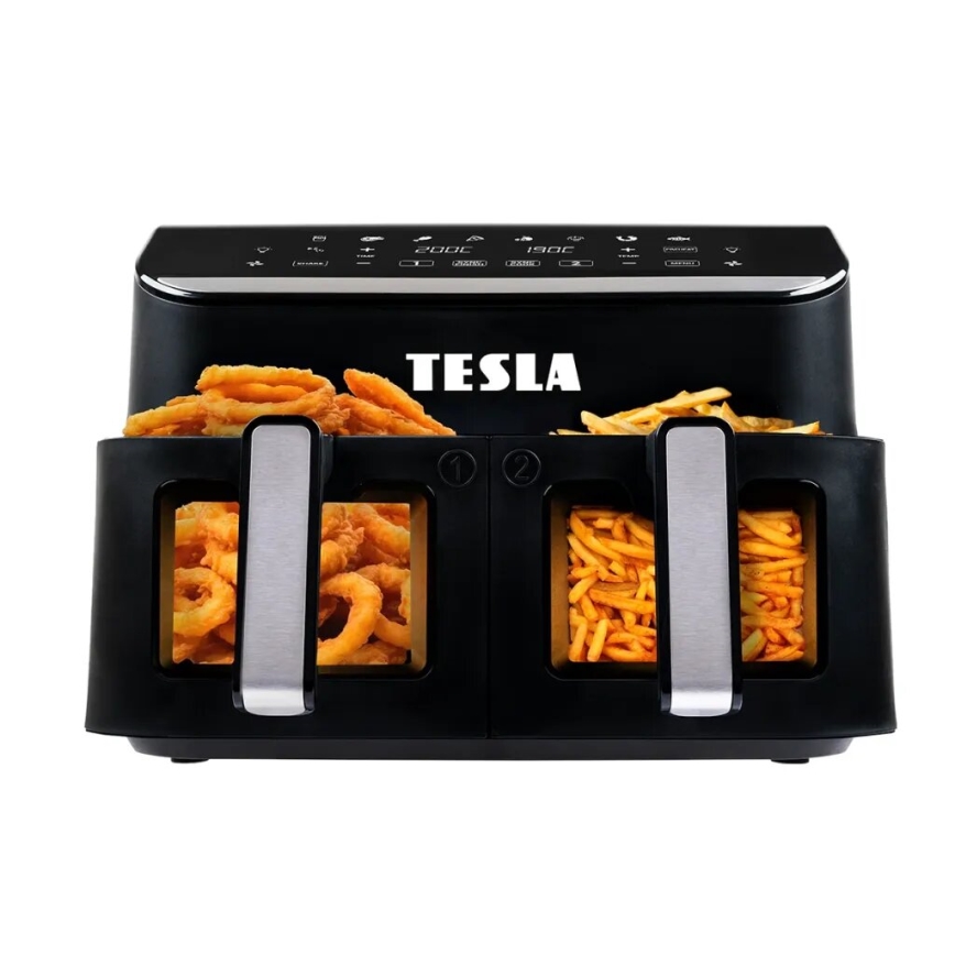 TESLA Electronics AirCook - Багатофункціональна подвійна цифрова аерофритюрниця 9 л 2400 Вт/230 В
