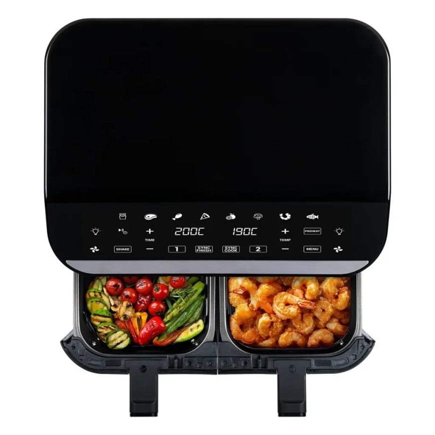 TESLA Electronics AirCook - Багатофункціональна подвійна цифрова аерофритюрниця 9 л 2400 Вт/230 В
