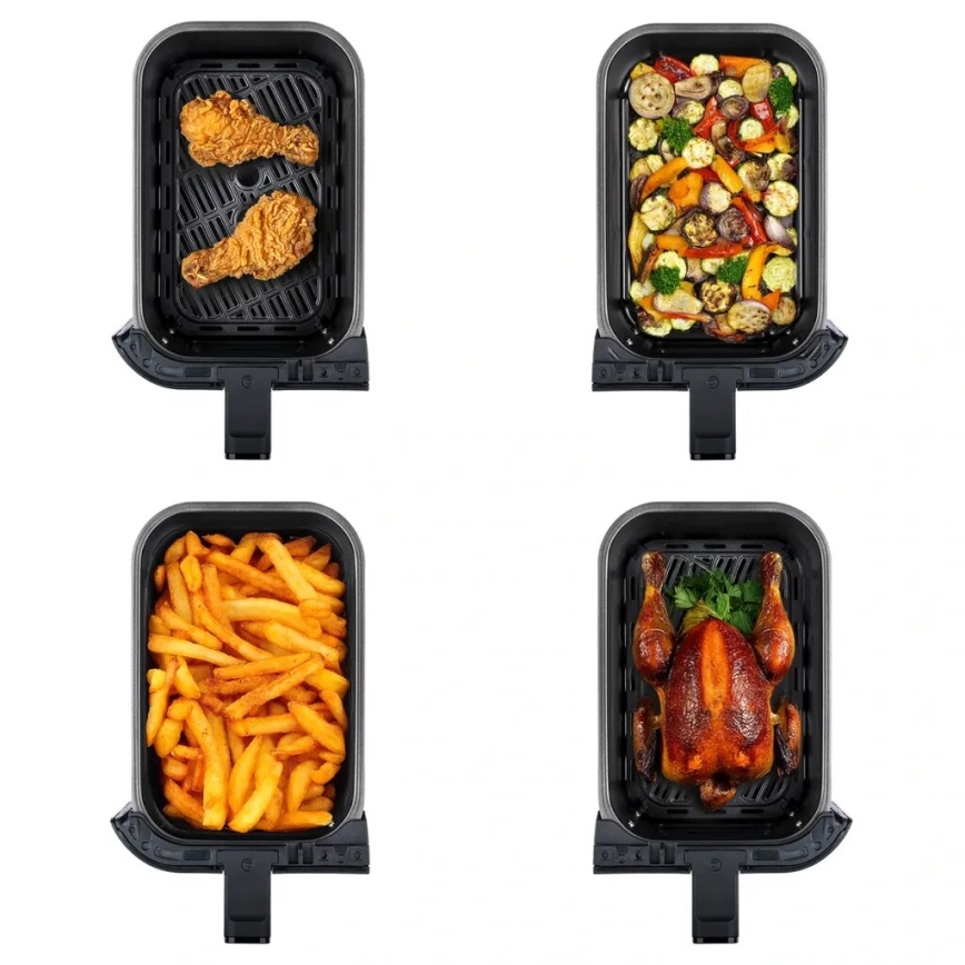 TESLA Electronics AirCook - Багатофункціональна подвійна цифрова аерофритюрниця 9 л 2400 Вт/230 В