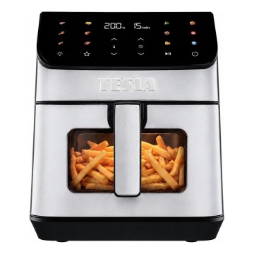 TESLA Electronics AirCook - Повітряна фритюрниця 6,5 л 2100 Вт/230 В матовий хром/чорний