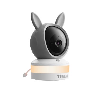 TESLA Electronics Bambino - Розумна дитяча відеоняня, 4 Мп (2560p), 5 В, Wi‑Fi, Tuya, сірий/білий