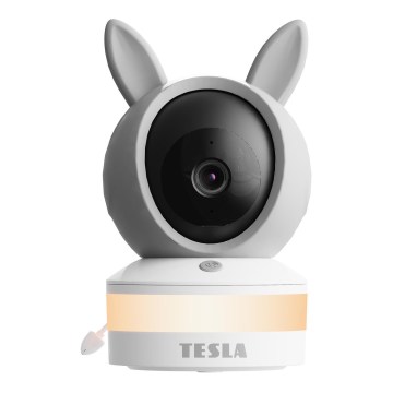 TESLA Electronics Bambino - Умная детская видеоняня 4 МП 2560p 5 В Wi‑Fi Tuya серая/белая
