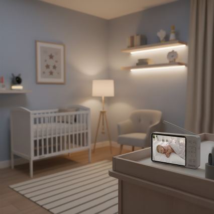 TESLA Electronics Bambino - Умная видеоняня с монитором 4 МП 2560p 5 В 5000 мА·ч Wi‑Fi Tuya серый/белый
