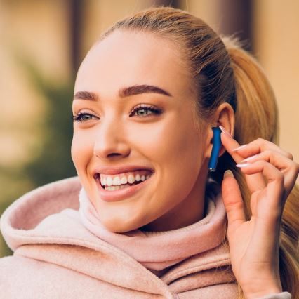 TESLA Electronics - Беспроводные наушники 300 мАч + 2x 25 мАч IPX4 синие