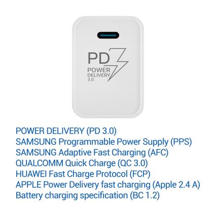 TESLA Electronics - Блок быстрой зарядки Power Delivery 20W белый