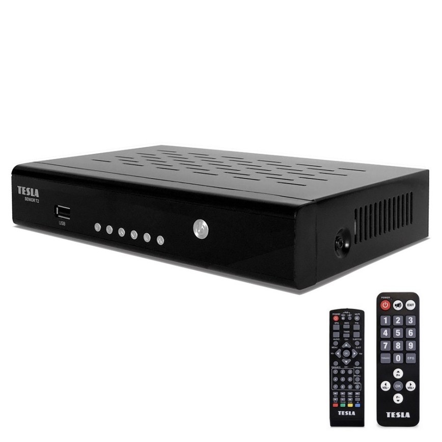TESLA Electronics - DVB-T2 H.265 (HEVC) ресивер + 2x дистанционное управление