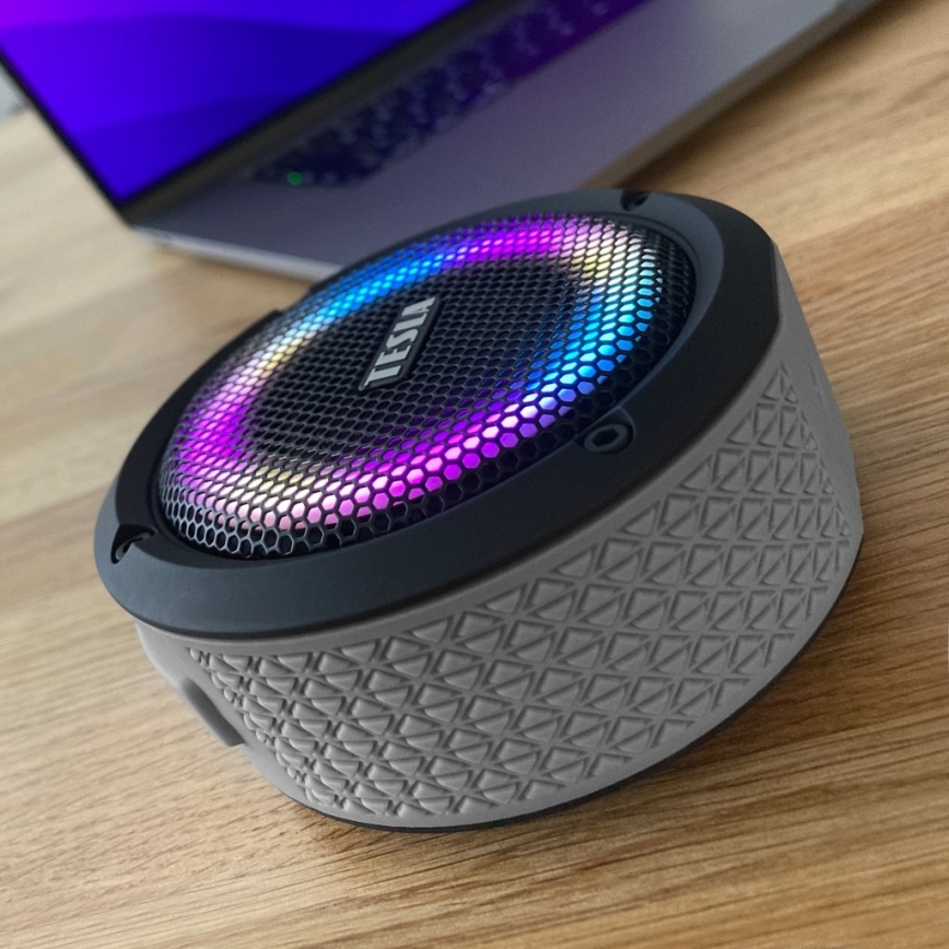 TESLA Electronics - LED RGB Безпровідний динамік 5W/1200 mAh/3,7V IPX7 сірий