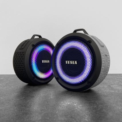 TESLA Electronics - LED RGB Безпровідний динамік 5W/1200 mAh/3,7V IPX7 сірий