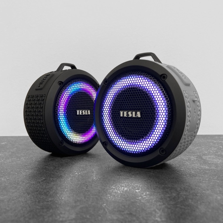 TESLA Electronics - LED RGB Безпровідний динамік 5W/1200 mAh/3,7V IPX7 сірий
