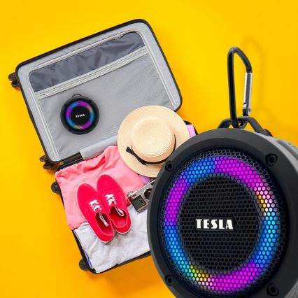 TESLA Electronics - LED RGB Безпровідний динамік 5W/1200 mAh/3,7V IPX7 сірий