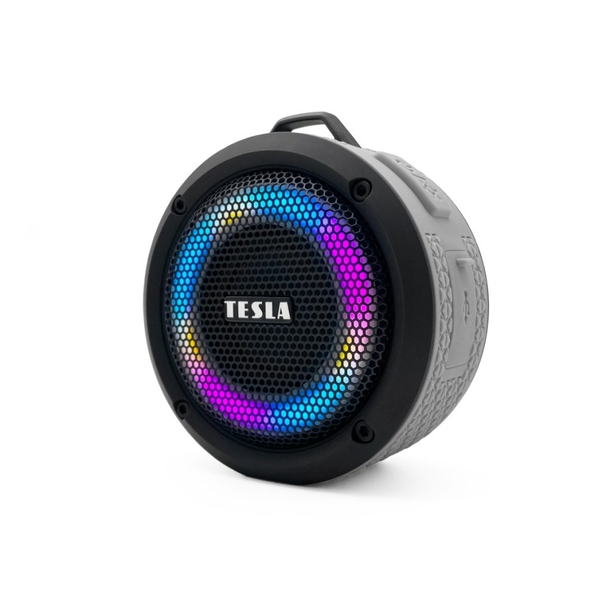 TESLA Electronics - LED RGB Безпровідний динамік 5W/1200 mAh/3,7V IPX7 сірий