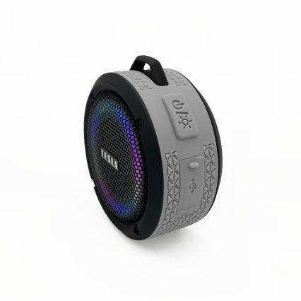 TESLA Electronics - LED RGB Безпровідний динамік 5W/1200 mAh/3,7V IPX7 сірий