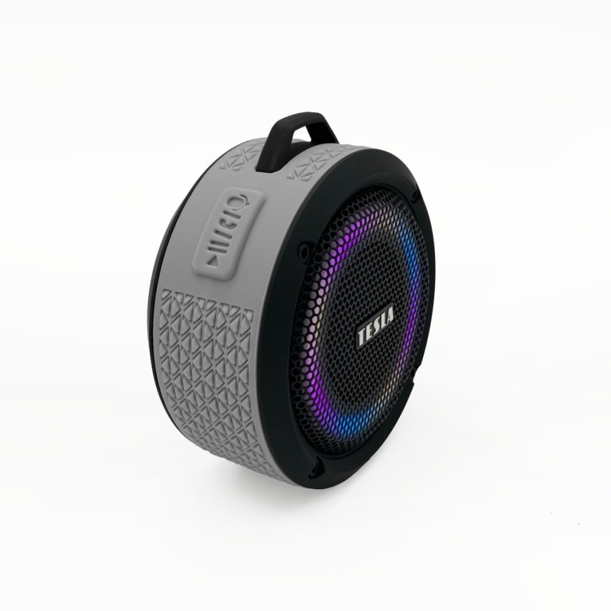 TESLA Electronics - LED RGB Безпровідний динамік 5W/1200 mAh/3,7V IPX7 сірий