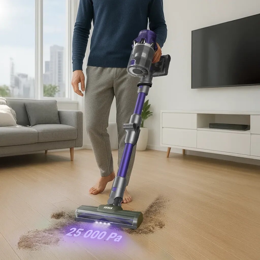 TESLA Electronics PureStar - Гибкий беспроводной вертикальный пылесос 2 в 1 250 Вт/2200 мАч серый/фиолетовый