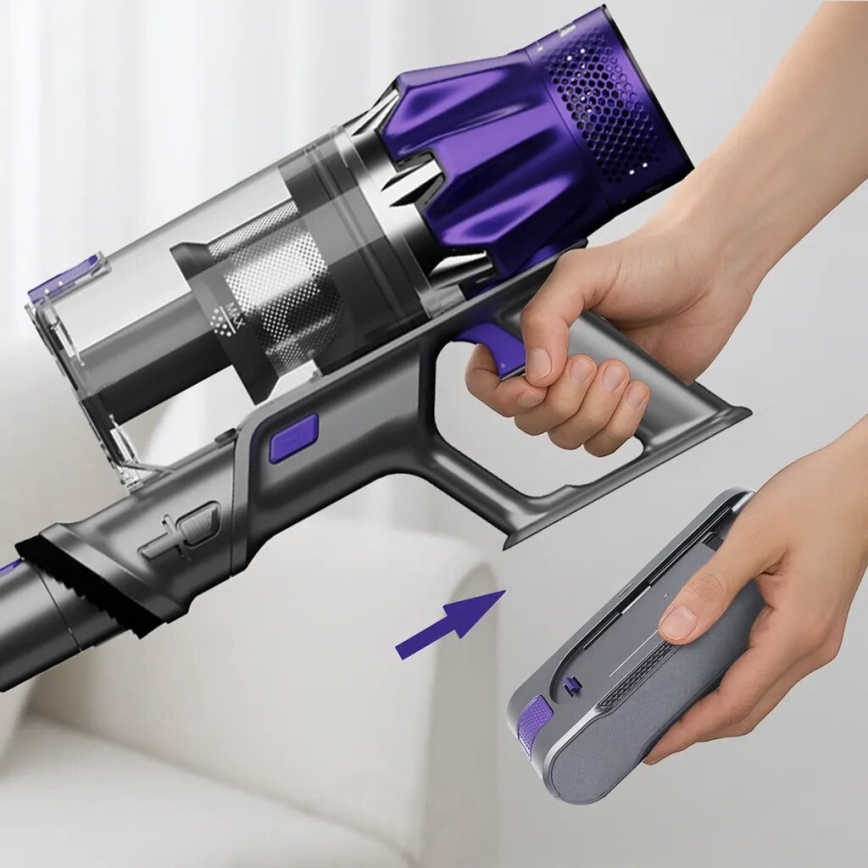 TESLA Electronics PureStar - Гибкий беспроводной вертикальный пылесос 2 в 1 250 Вт/2200 мАч серый/фиолетовый