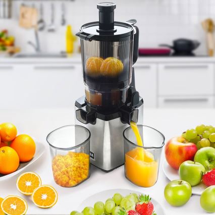 TESLA Electronics SlowJuicer Deluxe - Низькошвидкісна шнекова соковижималка 250W/230V нержавіюча сталь/чорний