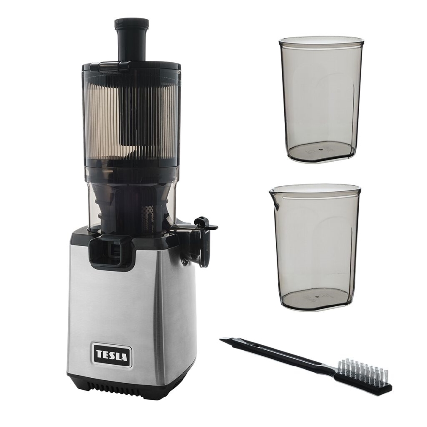 TESLA Electronics SlowJuicer Deluxe - Низькошвидкісна шнекова соковижималка 250W/230V нержавіюча сталь/чорний
