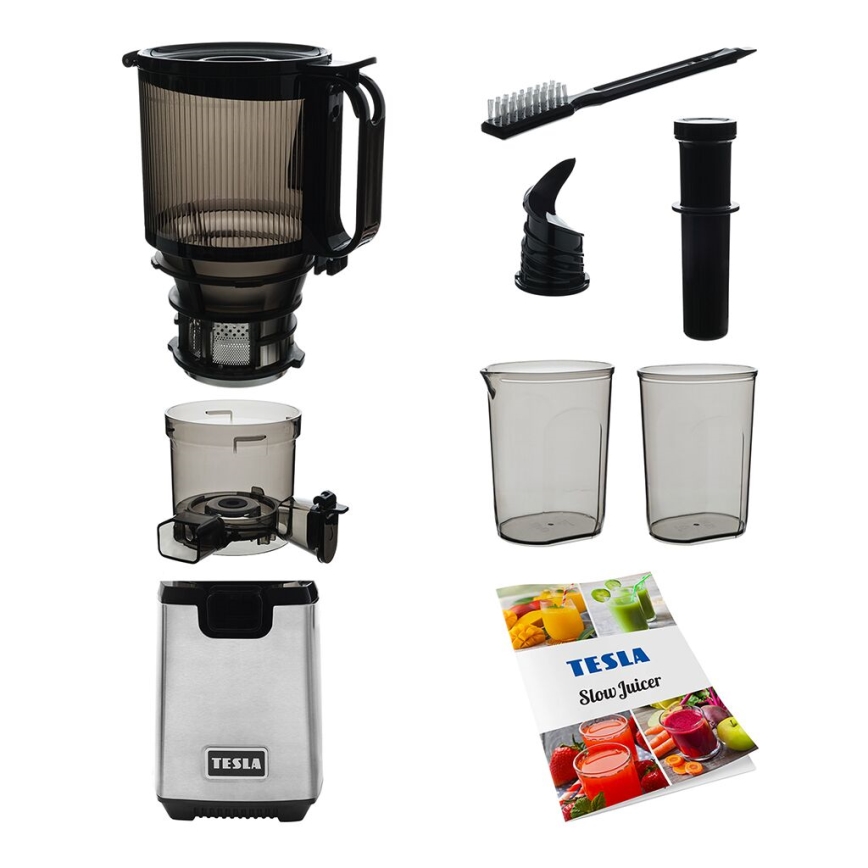 TESLA Electronics SlowJuicer Deluxe - Низькошвидкісна шнекова соковижималка 250W/230V нержавіюча сталь/чорний