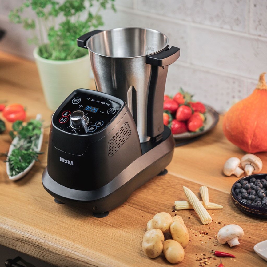 TESLA Electronics ThermoCook - Мультифункціональний кухонний комбайн 1200W/230V нержавіюча сталь