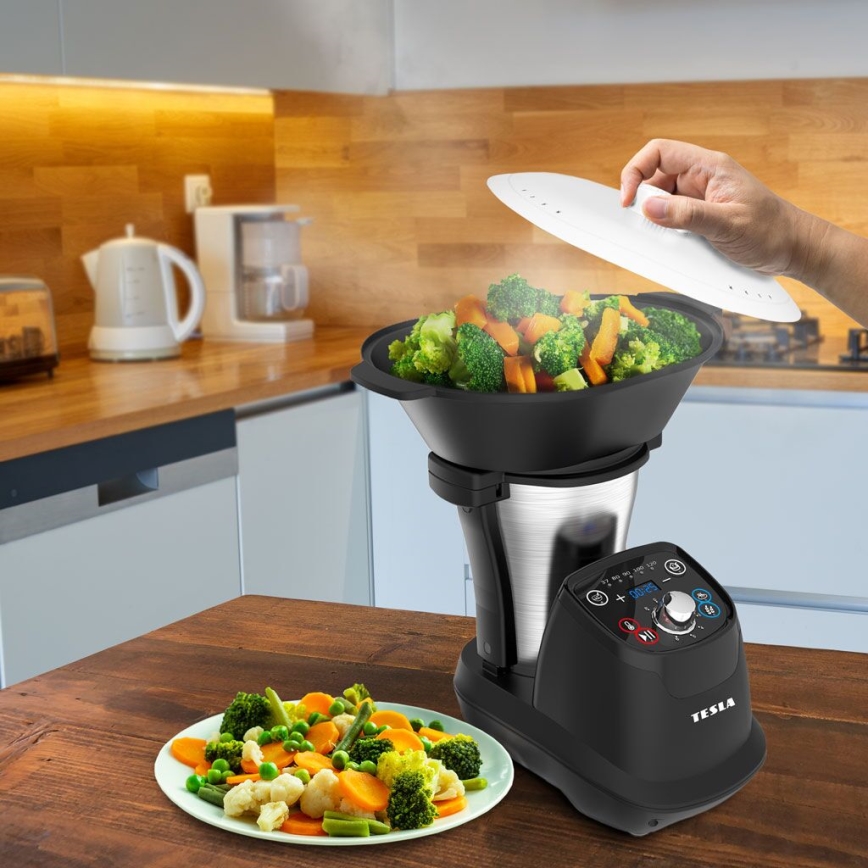 TESLA Electronics ThermoCook - Мультифункціональний кухонний комбайн 1200W/230V нержавіюча сталь