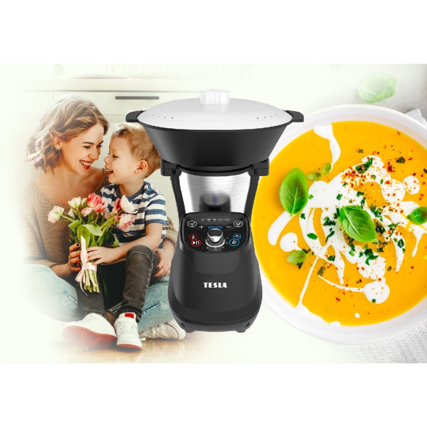 TESLA Electronics ThermoCook - Мультифункціональний кухонний комбайн 1200W/230V нержавіюча сталь