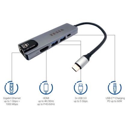 TESLA Electronics - Универсальный USB-хаб 5в1