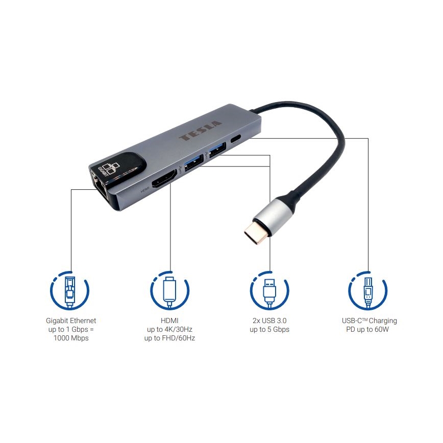 TESLA Electronics - Универсальный USB-хаб 5в1