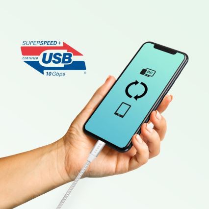 TESLA Electronics - USB-кабель USB-C 3.2 роз'єм Power Delivery 1м 100W білий