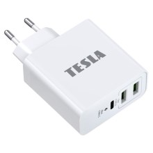 TESLA Electronics - Зарядний адаптер USB-C 3в1 65W білий