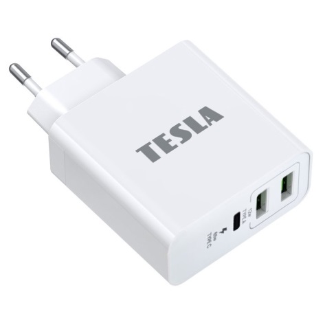 TESLA Electronics - Зарядный адаптер USB-C 3в1 65W белый