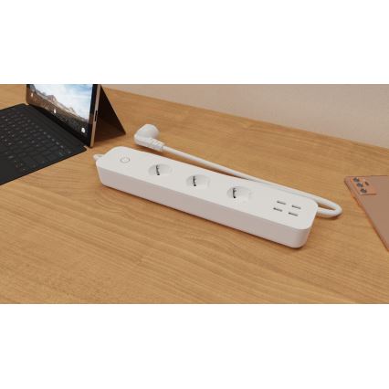 TESLA Smart - Розумний подовжувач з вимикачем 1,8 м 3З + 4xUSB Wi-Fi Tuya