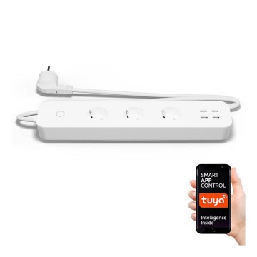 TESLA Smart - Розумний подовжувач з вимикачем 1,8 м 3З + 4xUSB Wi-Fi Tuya