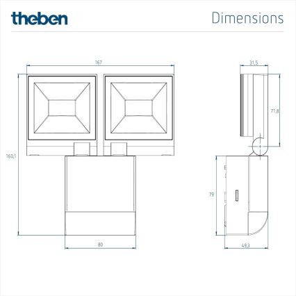 theben - світлодіодний настінний прожектор 2xLED/10W/230V білий IP55